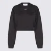 Off-white Logo Cropped Cotton Sweatshirt In Black
