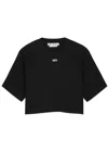 OFF-WHITE OFF-WHITE LOGO CROPPED STRETCH-COTTON T-SHIRT