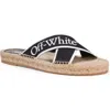 Off-white Logo Cross Strap Espadrille Slide Sandal In Black/white