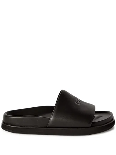 OFF-WHITE LOGO-DEBOSSED LEATHER SLIDES