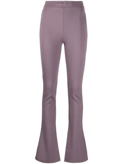 Off-white Embossed Stretch-jersey Flared Leggings In Purple