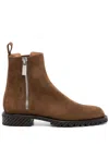 Off-white Logo-debossed Suede Ankle Boots In Brown