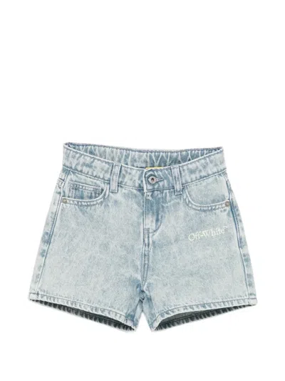 Off-white Kids' Logo Denim Shorts In Blue