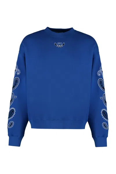 Off-white Logo Detail Cotton Sweatshirt In Blue