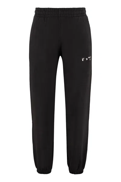 Off-white Logo Detail Cotton Track-pants In Blue