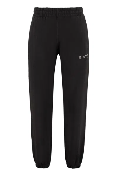 Off-white Logo Detail Cotton Track-pants In Black