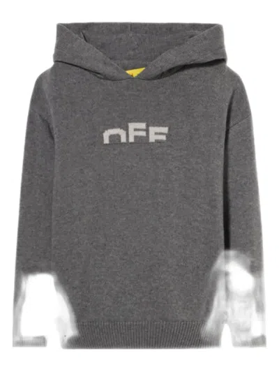 Off-white Kids' Logo-detail Hoodie In Gray