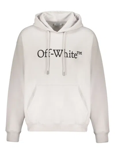 Off-white Big Bookish Skate Printed French Cotton-terry Hoodie In Gray
