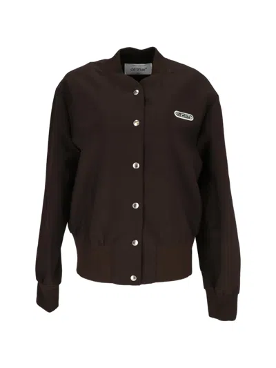 Off-white Logo-detail Jacket In Brown