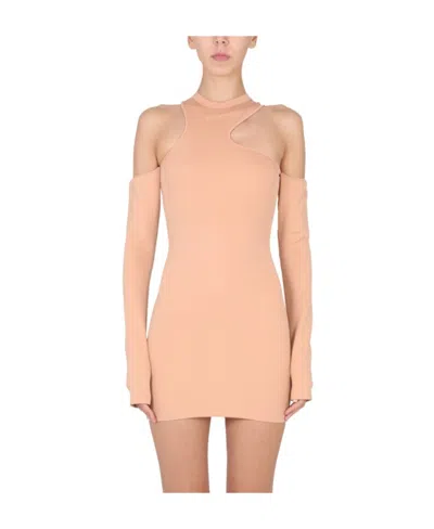 OFF-WHITE OFF-WHITE LOGO DETAILED ASYMMETRIC MINI DRESS