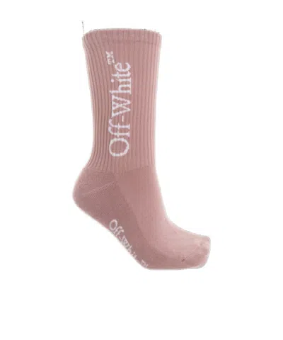 Off-white Logo Detailed Knitted Socks In Pink