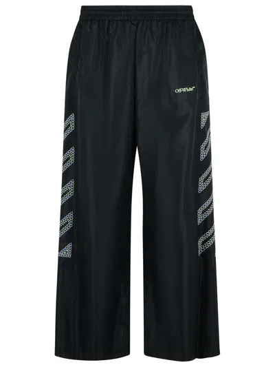 Off-white Black Diag Outl Nylon Faille Track Pants In Black-para