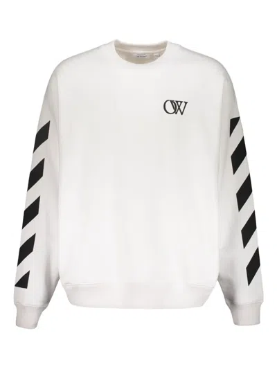 Off-white Virgil Diagonal Crewneck Sweatshirt In White