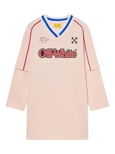 Off-white Kids' Logo Double-layer Soccer Track Dress In Neutral