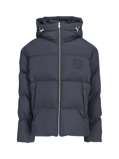 Off-white Quilted Down Jacket With Hood And Tone-on-tone Logo Patch In Black