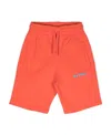 Off-white Kids Red Logo Print Drawstring Shorts In Orange