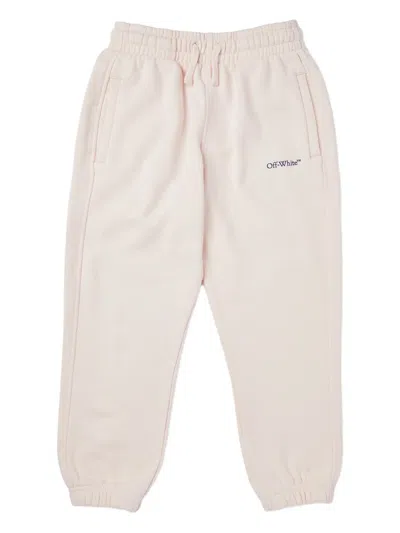 Off-white Kids' Logo Drawstring Trousers In Neutral