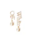Off-white Strass + Pearl Logo Earrings In Gold