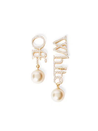 Off-white Logo Earrings In Gold