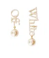 Off-white Strass + Pearl Logo Earrings In Yellow