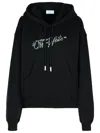 Off-white Logo Embellished Drawstring Hoodie In Black