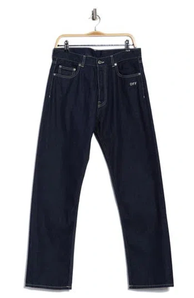 Off-white Logo Embellished Skater Jeans In Blue