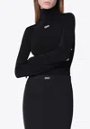 Off-white Logo-embossed Long-sleeved Top In Black