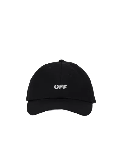 Off-white Baseball Cap With Curved Brim Design In Black