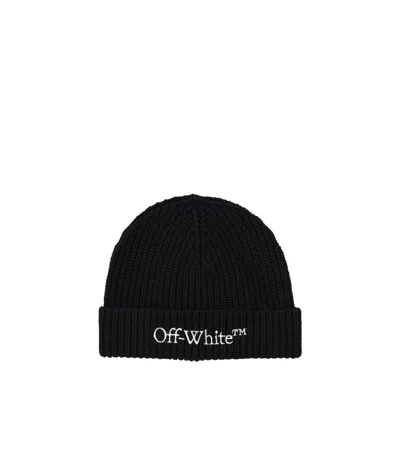 Off-white Logo-embroidered Beanie Hat In Black