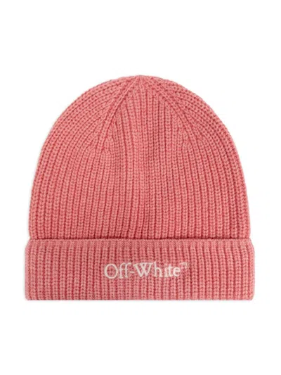Off-white Kids' Logo-embroidered Beanie In Pink