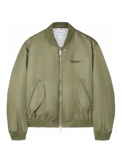OFF-WHITE LOGO-EMBROIDERED BOMBER JACKET