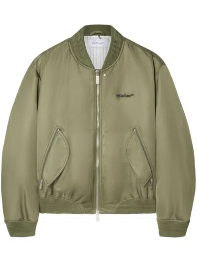 Off-white Logo-embroidered Bomber Jacket In Four Leaf Clover/black