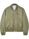 Off-white Logo-embroidered Bomber Jacket In Green