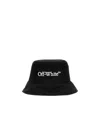 Off-white Wide Brim Polyester Bucket Hat In Black