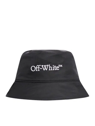 Off-white Logo Embroidered Bucket Hat In Black White
