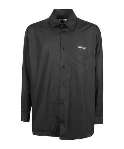 Off-white Logo-embroidery Rear-graphic Shirt In Black