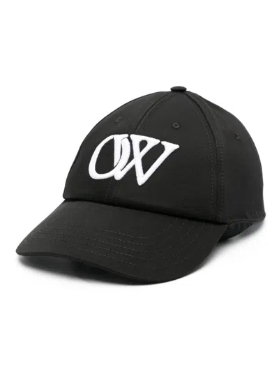 Off-white Logo-embroidered Cap In Black