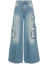 Off-white Light Blue Logo-embroidered Cargo Jeans In Bleach