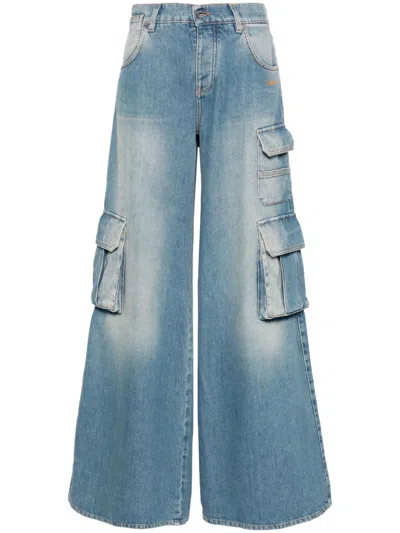 Off-white Cargo Jeans Embroidered Logo In Bleach