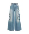 Off-white Light Blue Logo-embroidered Cargo Jeans In Blue