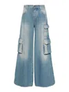Off-white Light Blue Logo-embroidered Cargo Jeans In Gris Claro