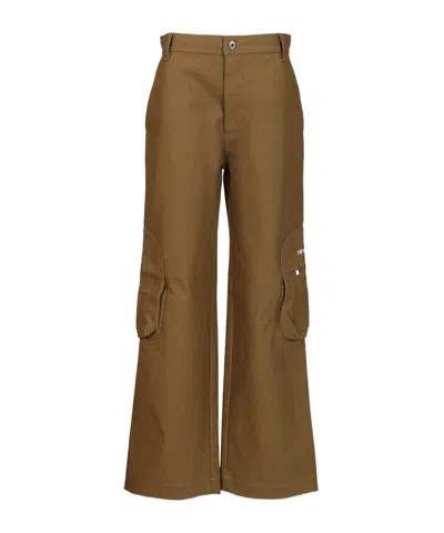 Off-white Logo Embroidered Cargo Pants In Brown