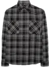 Off-white Dark Grey Cotton Check Flann Padded Over Shirt