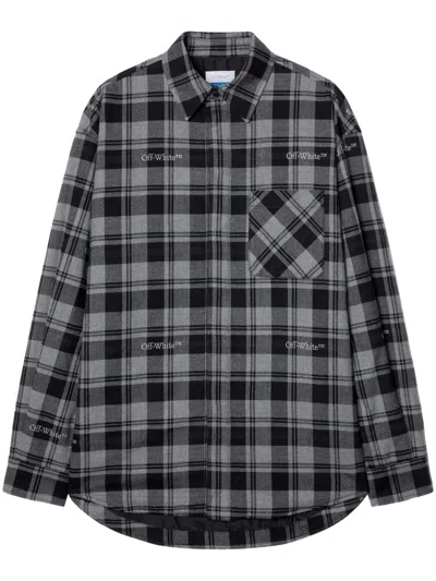 Off-white Flannel Shirt Check Pattern Logo In Black