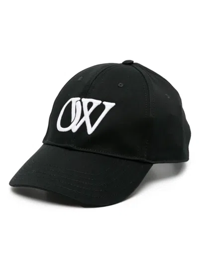 Off-white Logo-embroidered Cotton Baseball Cap In Black