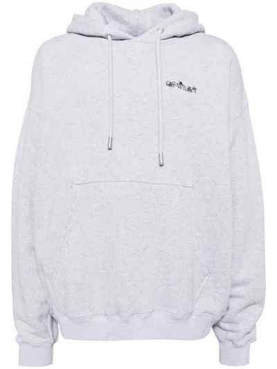 Off-white Gray Flower Arrow Skate Hoodie In Light Grey Mel