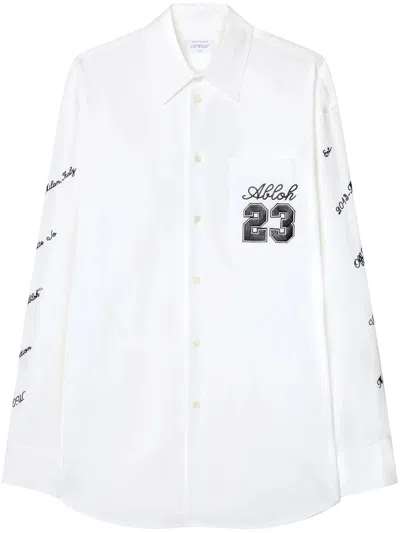 OFF-WHITE LOGO-EMBROIDERED COTTON SHIRT
