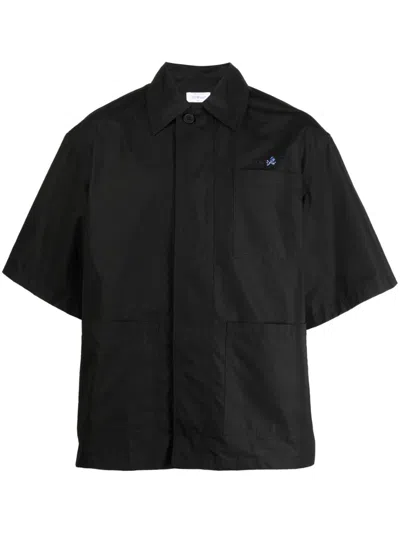Off-white Logo-embroidered Cotton Shirt In Black