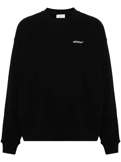 Off-white Logo-embroidered Cotton Sweatshirt In Black
