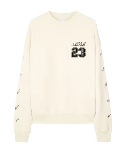 Off-white Skate-fit Brushed Cotton 23 Crewneck Sweatshirt In Beige